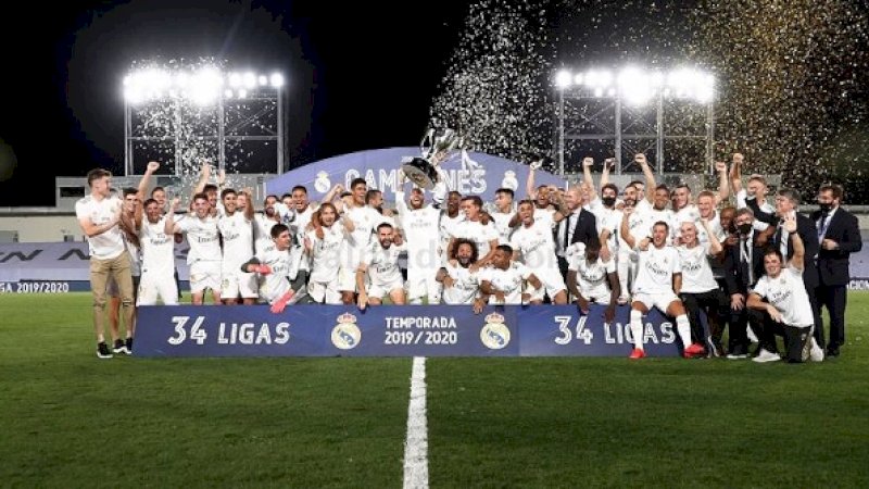 Real Madrid juara Liga Spanyol 2019/2020. (Foto: Twitter Real Madrid)