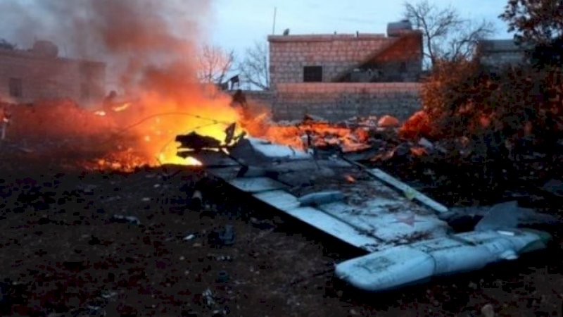Pesawat Sukhoi-25 milik Rusia yang ditembak jatuh di Suriah.